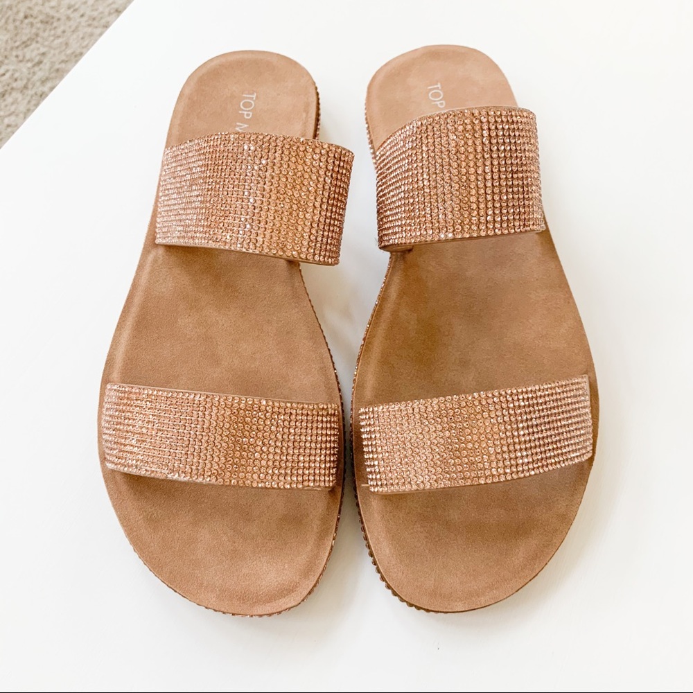 Top Moda Rosegold Rhinestone Sandals Tyson-9 - Picture 4 of 8